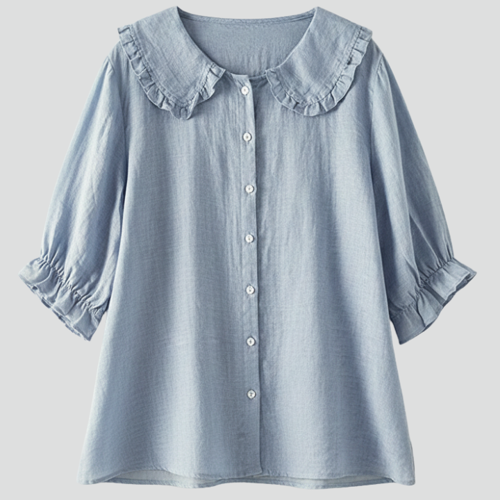 Women’s Shirt with Ruffled Collar and Buttons