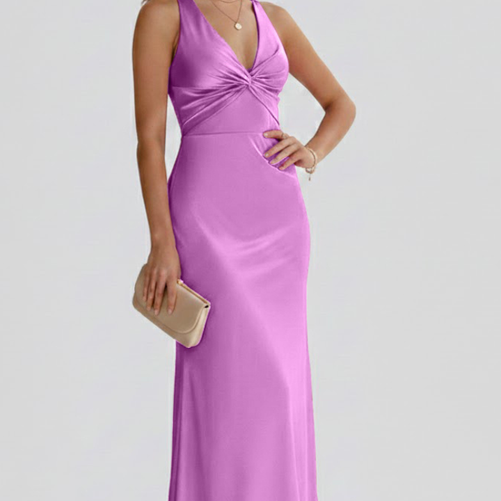 Women’s Maxi Dress with V-Neck and Fitted Waist