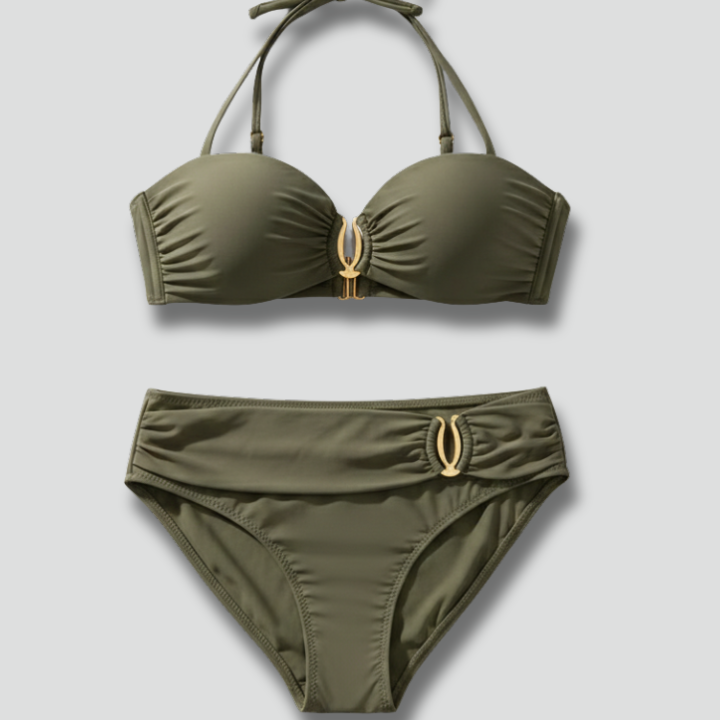 Women’s Bikini Set with Halterneck Top and Low Rise Bottom