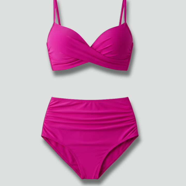 Women’s Bikini Set with Twist Top and High Waist