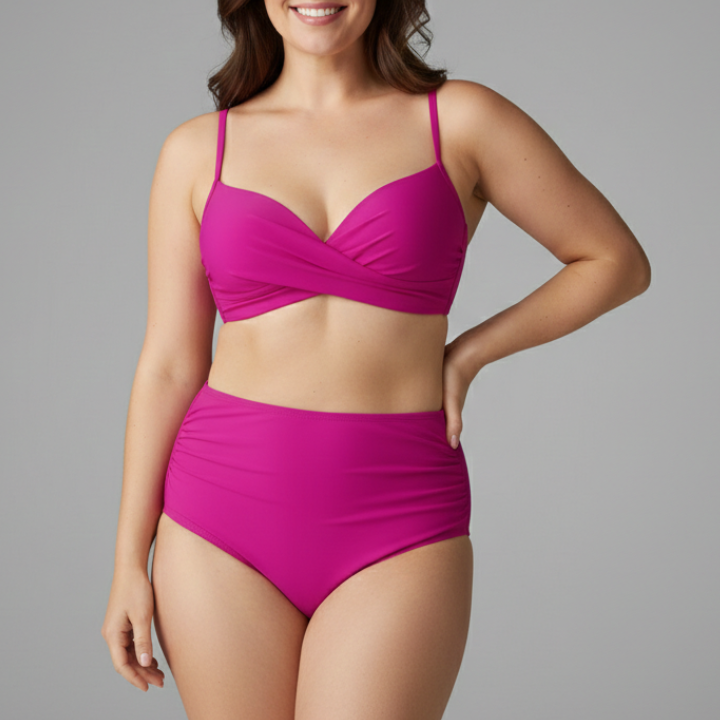 Women’s Bikini Set with Twist Top and High Waist