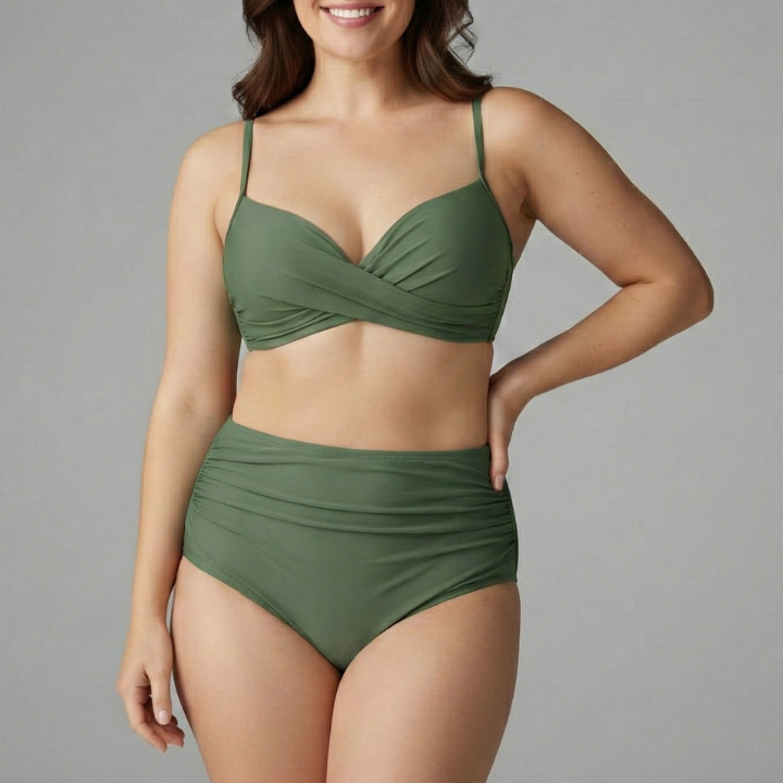 Women’s Bikini Set with Twist Top and High Waist