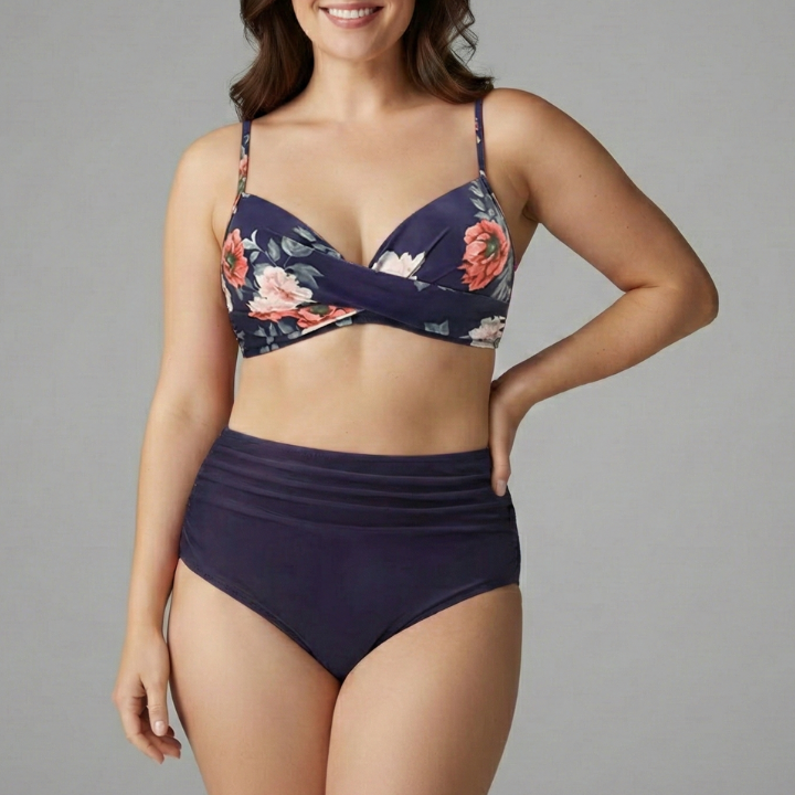 Women’s Bikini Set with Twist Top and High Waist