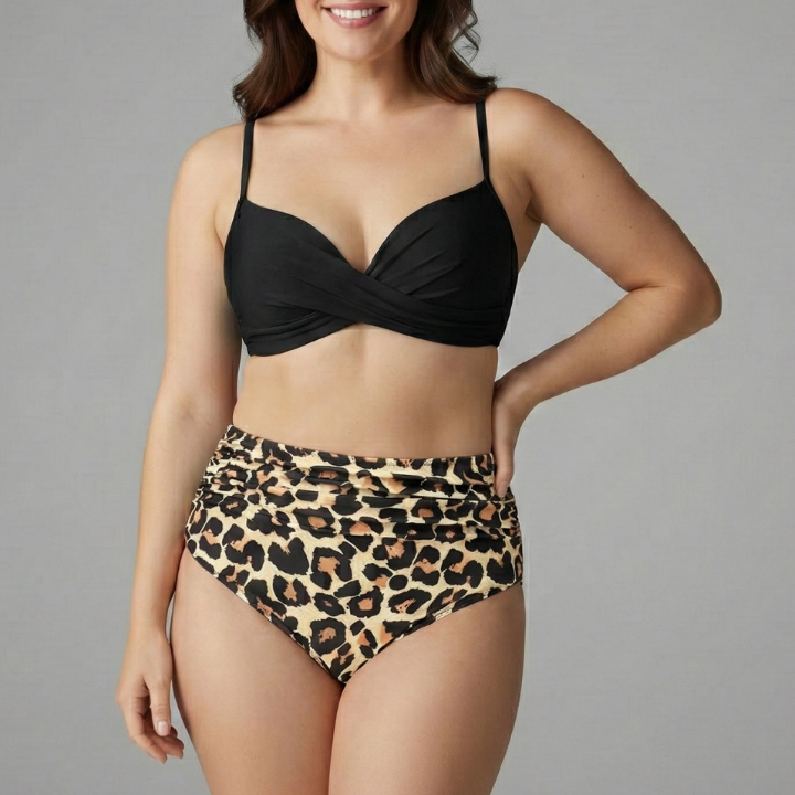 Women’s Bikini Set with Twist Top and High Waist