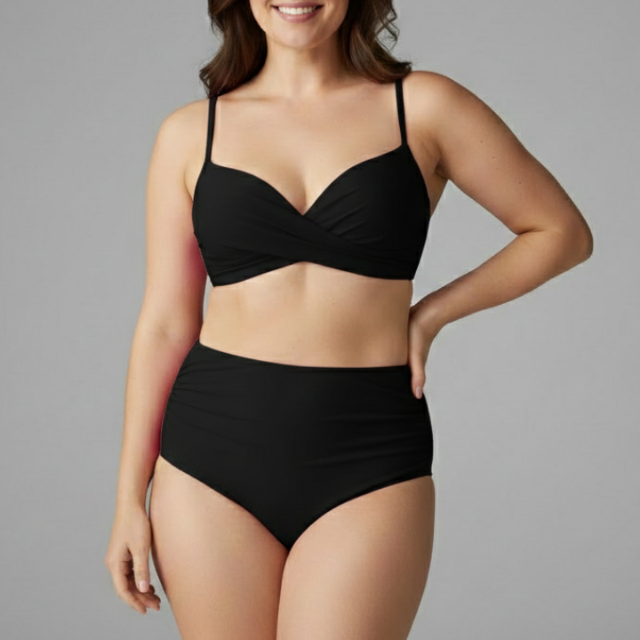 Women’s Bikini Set with Twist Top and High Waist