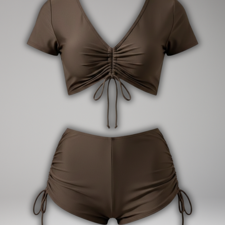 Women’s Bikini Set with V Neck and Side Ties