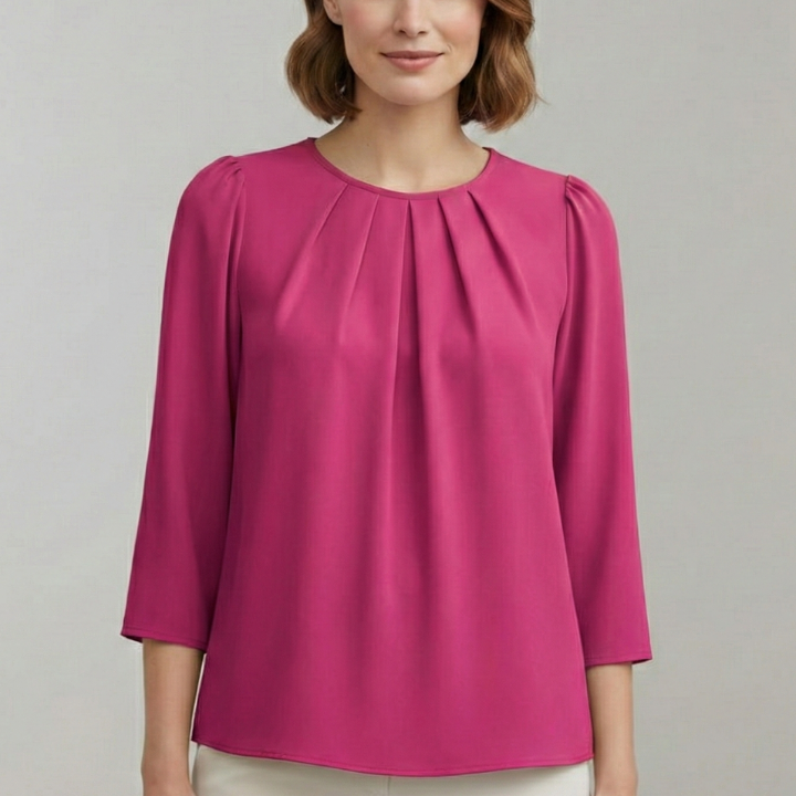 Women’s Blouse with Pleated Front and Long Sleeves
