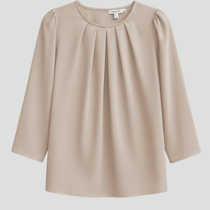 Women’s Blouse with Pleated Front and Long Sleeves