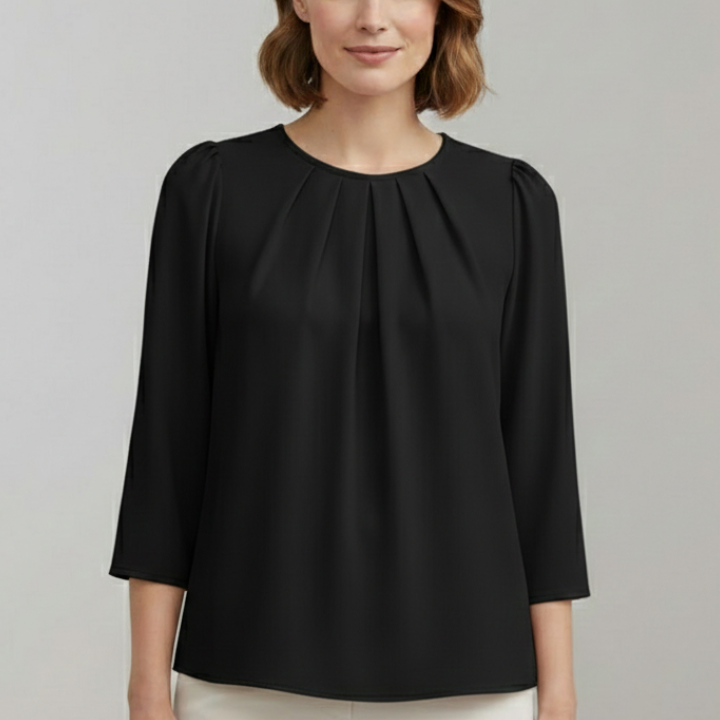 Women’s Blouse with Pleated Front and Long Sleeves