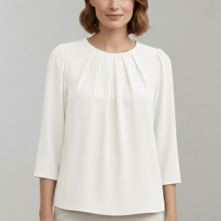 Women’s Blouse with Pleated Front and Long Sleeves