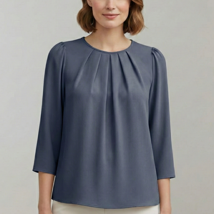 Women’s Blouse with Pleated Front and Long Sleeves