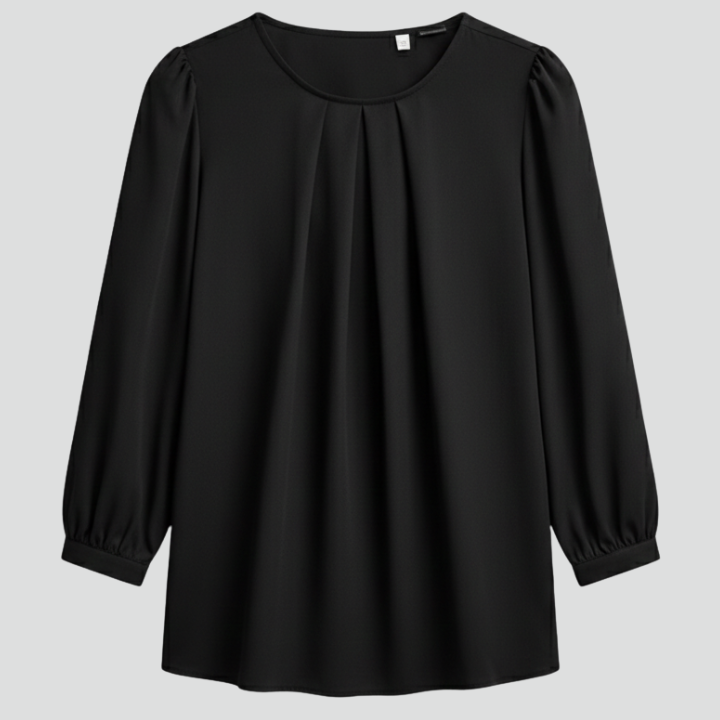 Women’s Blouse with Round Neckline and Puff Sleeves