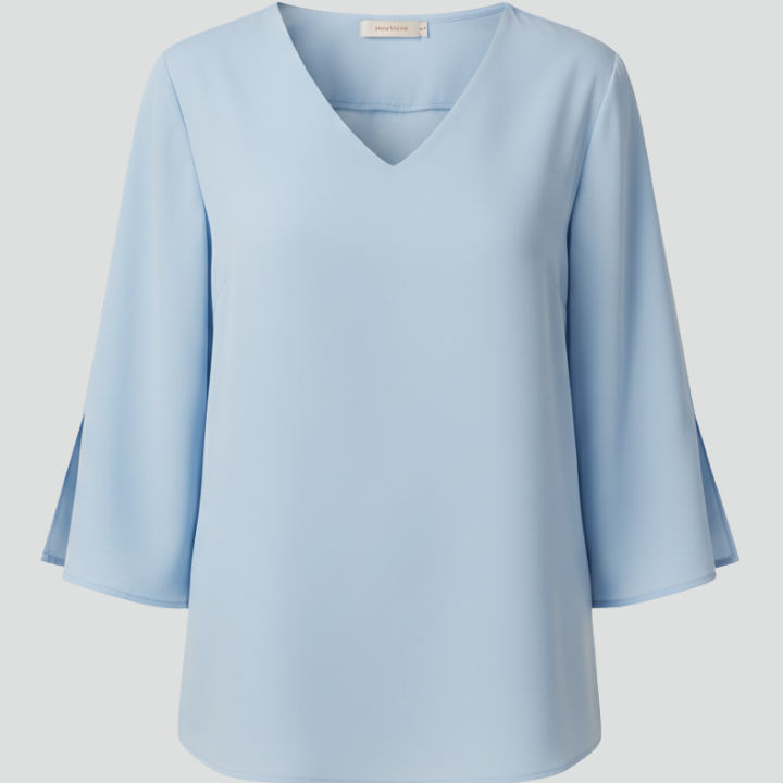 Women’s Blouse with V-Neck and Short Sleeves