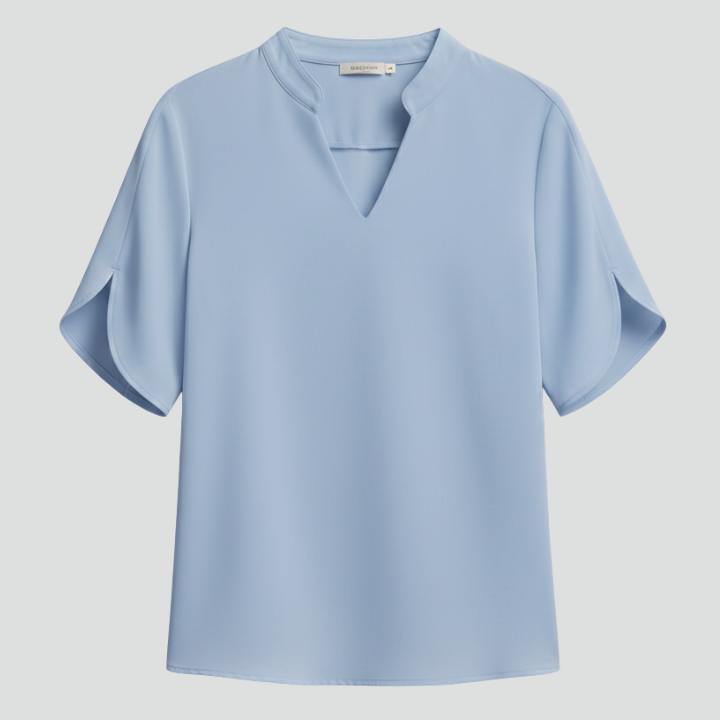 Women’s Blouse with V-Neck and Short Sleeves