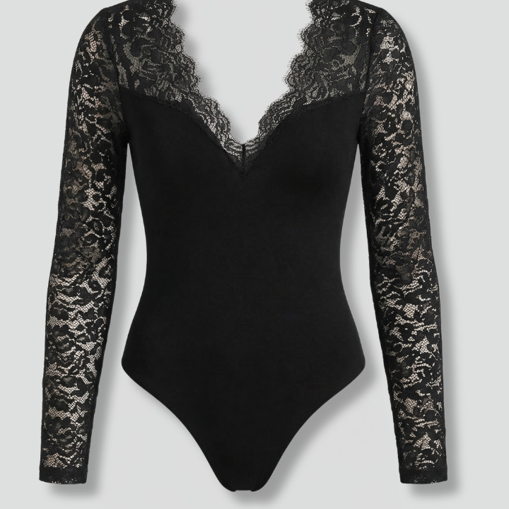 Women’s Blouse with V Neck and Lace Sleeves