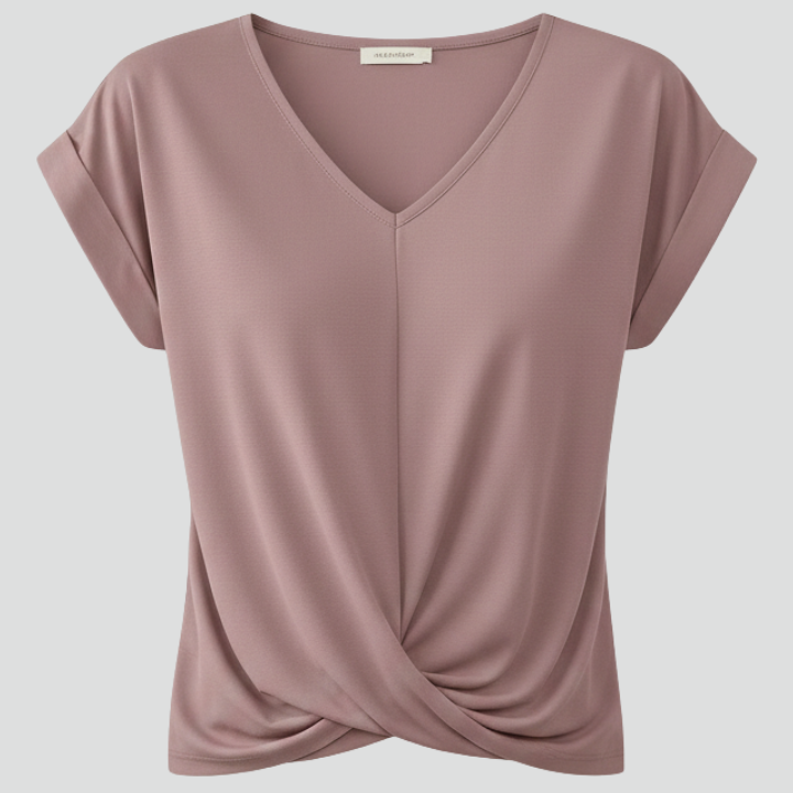 Women’s Blouse with V Neckline and Short Sleeves