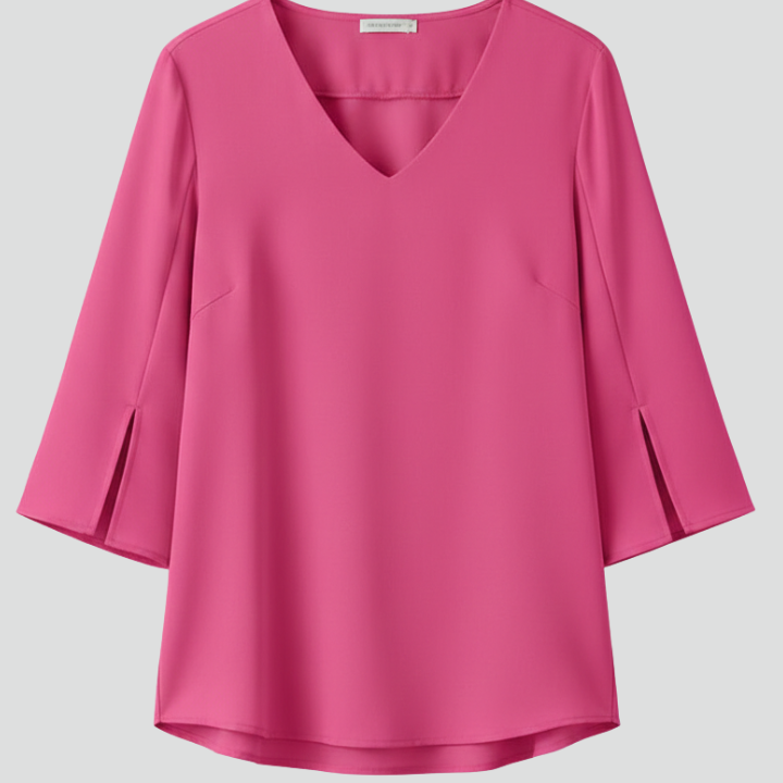 Women’s Blouse with V Neckline and Short Sleeves