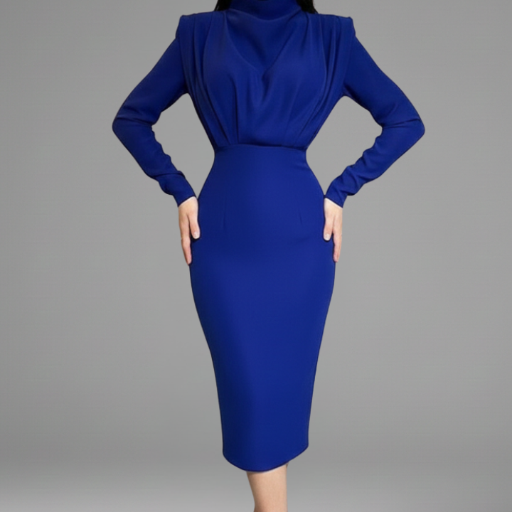 Women’s Dress with High Neckline and Long Sleeves