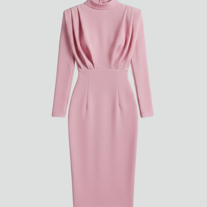 Women’s Dress with High Neckline and Long Sleeves
