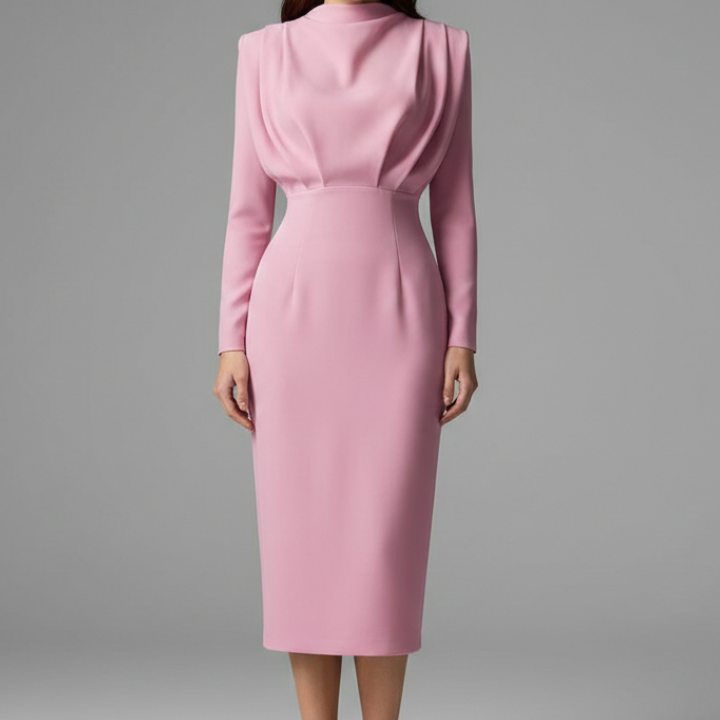 Women’s Dress with High Neckline and Long Sleeves