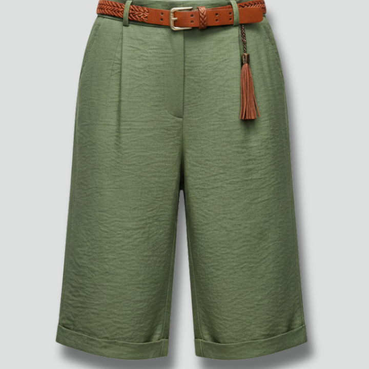 Women’s Knee Length Shorts with Belt Loops and Side Pockets