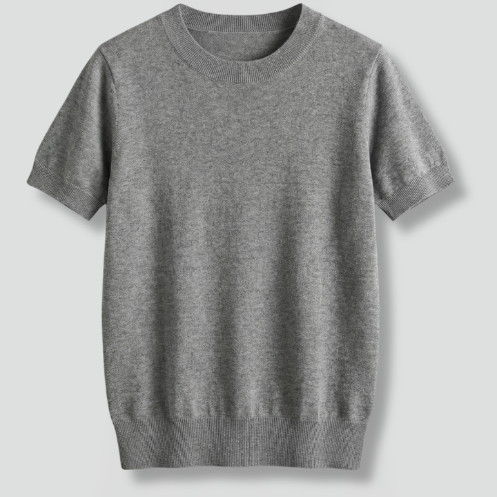 Women’s Knit Top with Crew Neck and Ribbed Hem