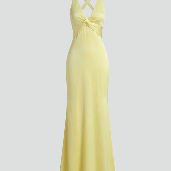 Women’s Maxi Dress with V-Neck and Fitted Waist