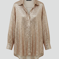 Women's Oversized Blouse with Long Sleeves and Shimmering Design