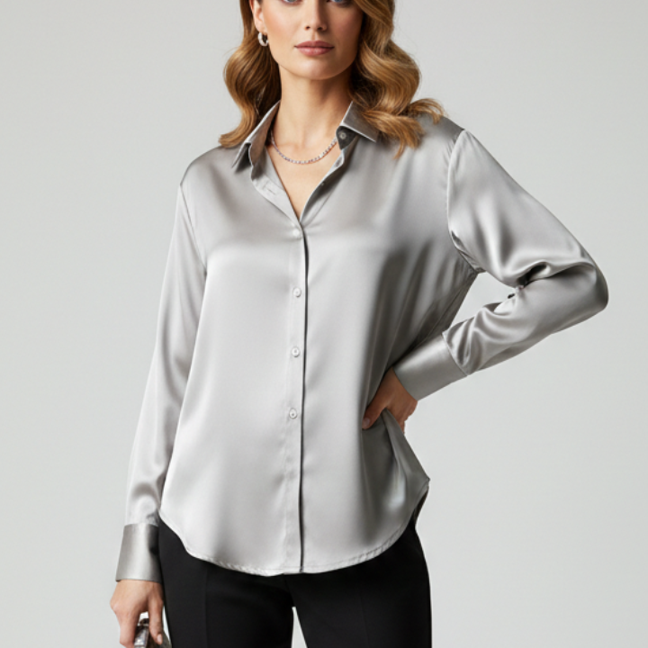 Women’s Shirt with Button Fastening and Collared Neck