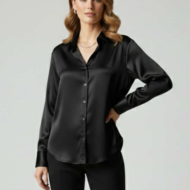 Women’s Shirt with Button Fastening and Collared Neck