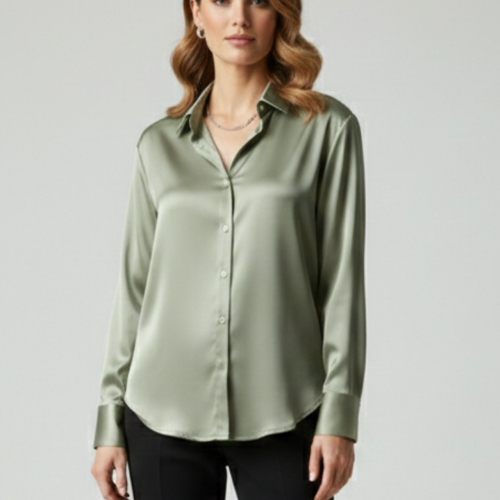 Women’s Shirt with Button Fastening and Collared Neck