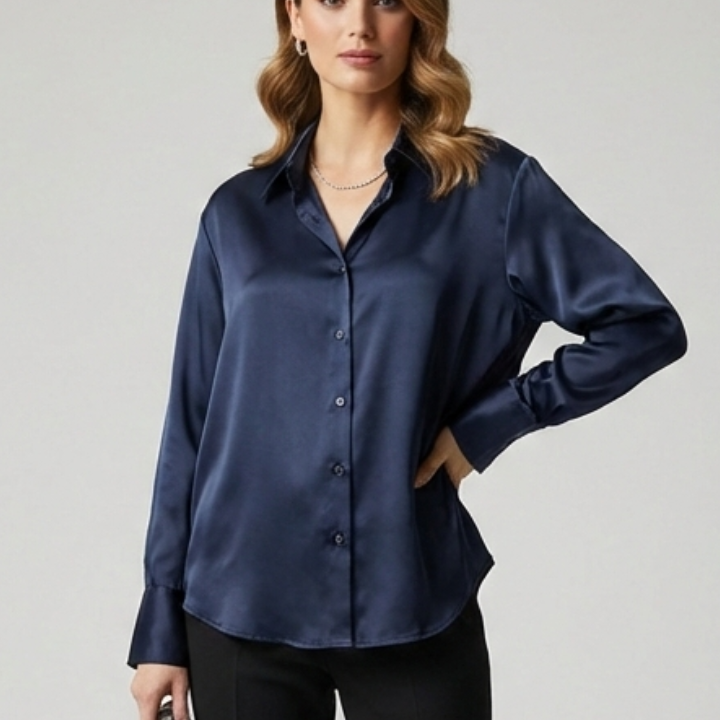 Women’s Shirt with Button Fastening and Collared Neck