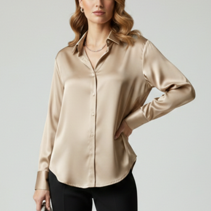 Women’s Shirt with Button Fastening and Collared Neck