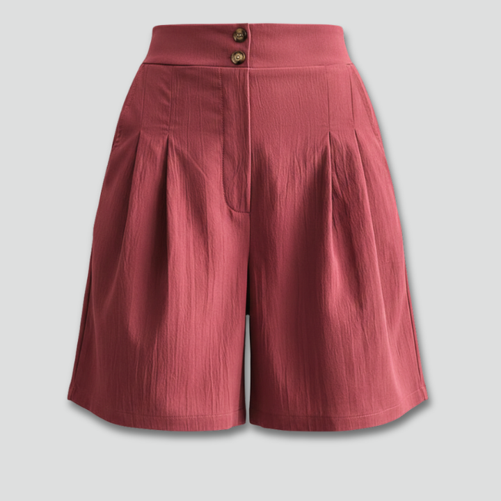 Women’s Shorts with Button Waist and Pleated Front