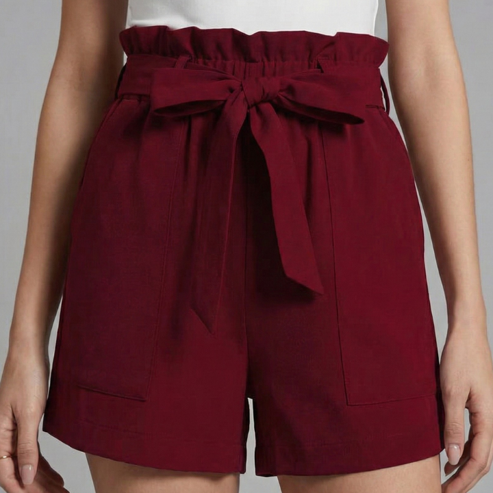 Women’s Shorts with Tie Waist and Ruffle Waistband
