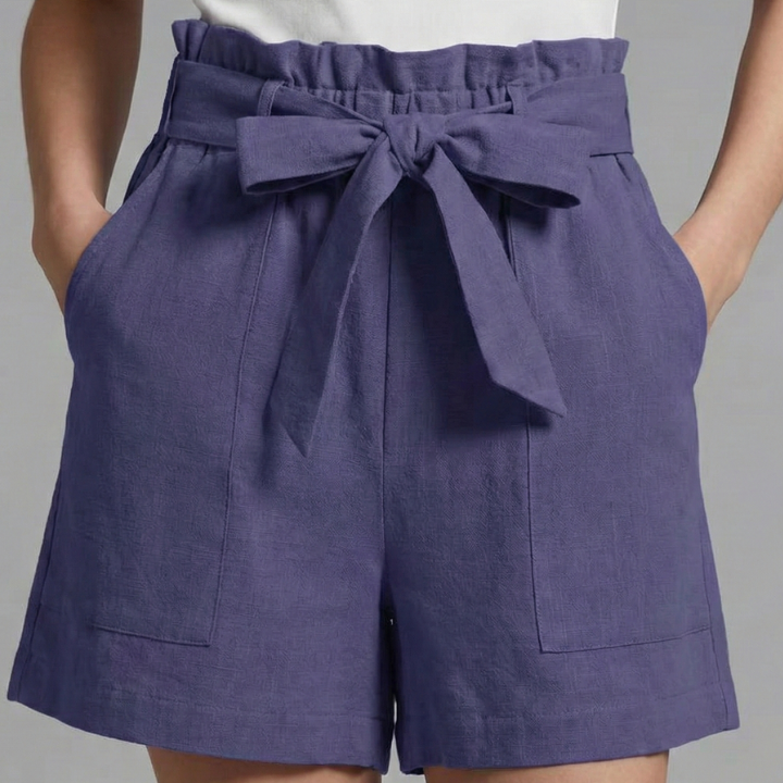 Women’s Shorts with Tie Waist and Ruffle Waistband