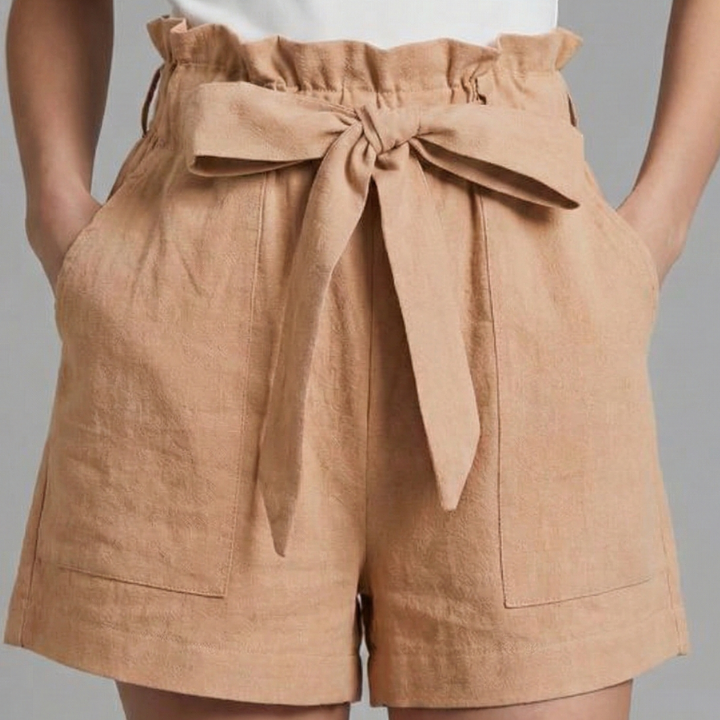 Women’s Shorts with Tie Waist and Ruffle Waistband