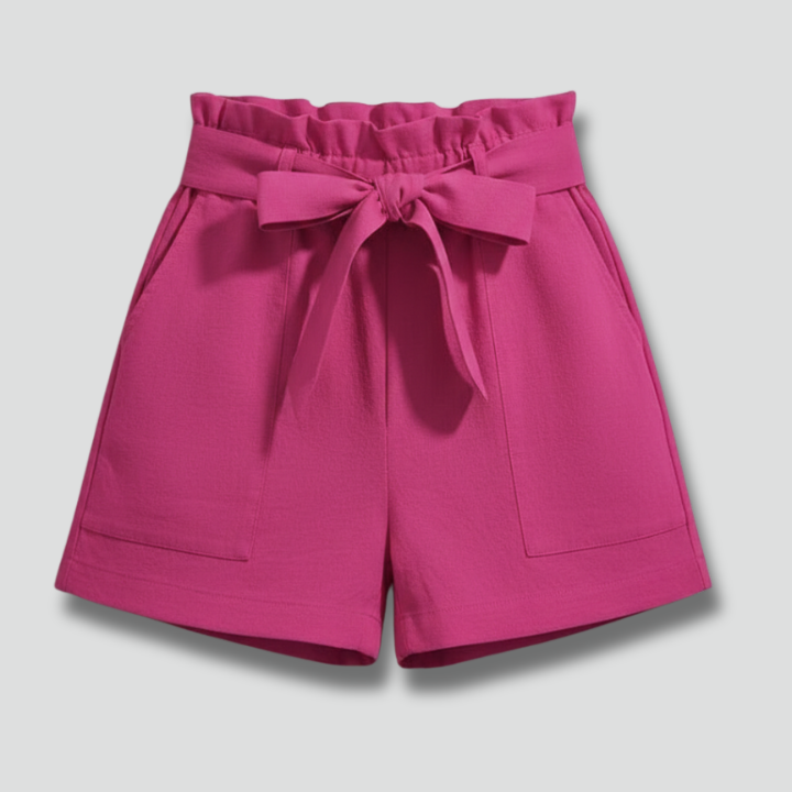 Women’s Shorts with Tie Waist and Ruffle Waistband