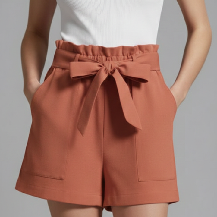 Women’s Shorts with Tie Waist and Ruffle Waistband