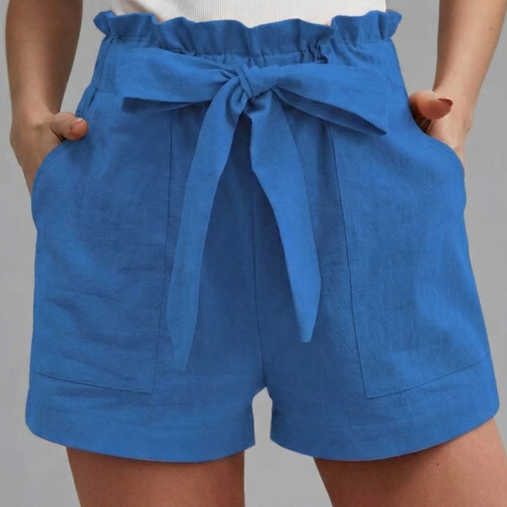 Women’s Shorts with Tie Waist and Ruffle Waistband