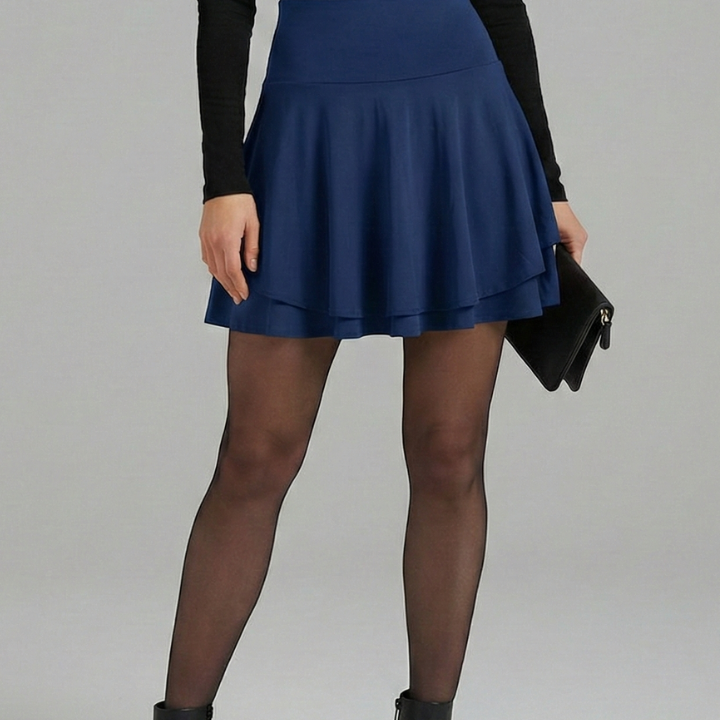 Women’s Skirt with High Waist and Built-In Shorts