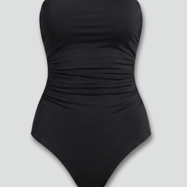 Women’s Swimsuit with Strapless Neckline and Ruched Front