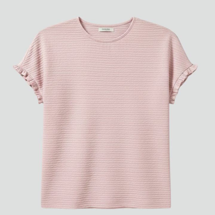Women’s T-Shirt with Round Neck and Textured Surface