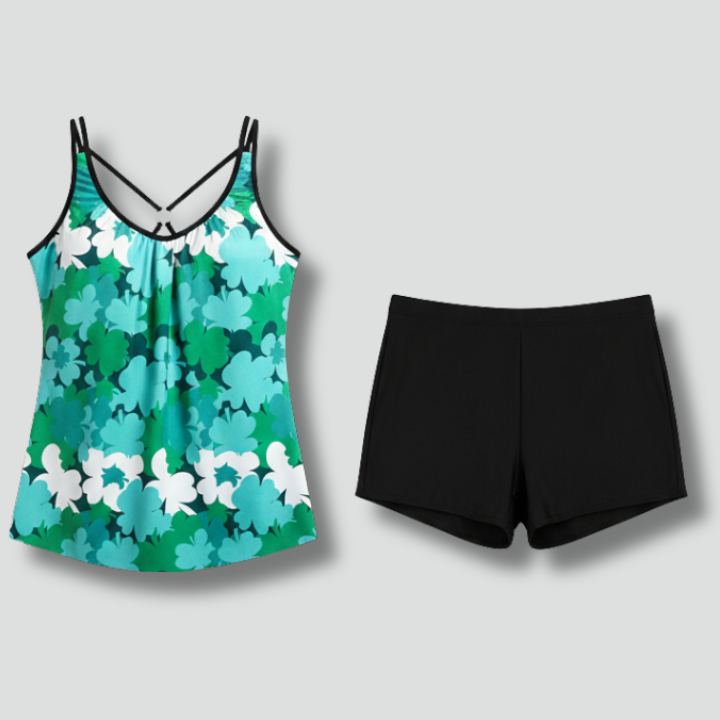 Women’s Tankini Set with V-Neck and Shorts