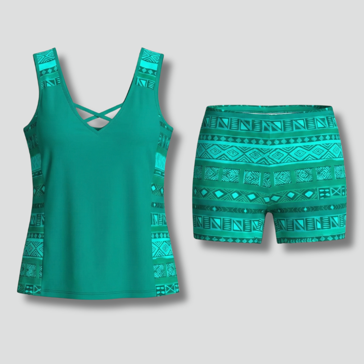 Women’s Tankini Set with V-Neck and Shorts