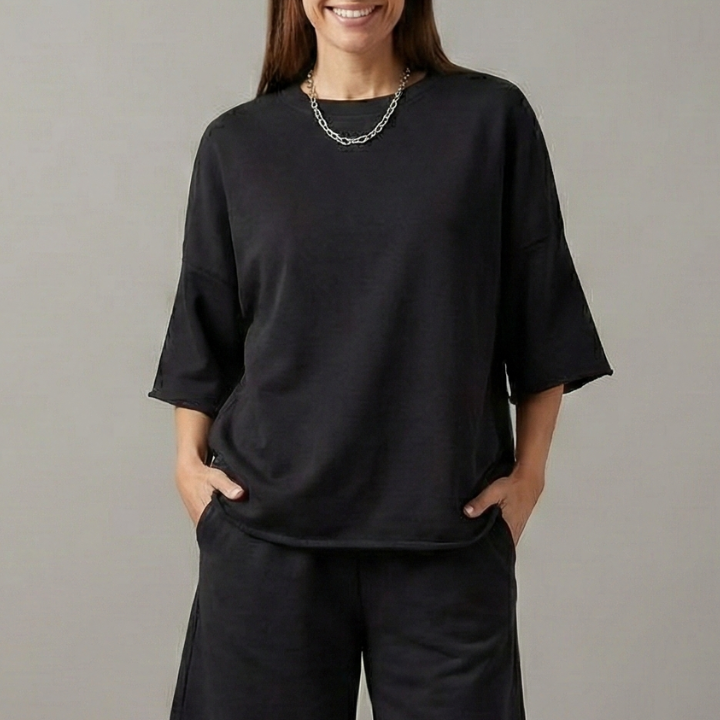 Women’s Two-Piece Set with Crop Top and Drawstring Shorts