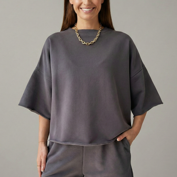 Women’s Two-Piece Set with Crop Top and Drawstring Shorts