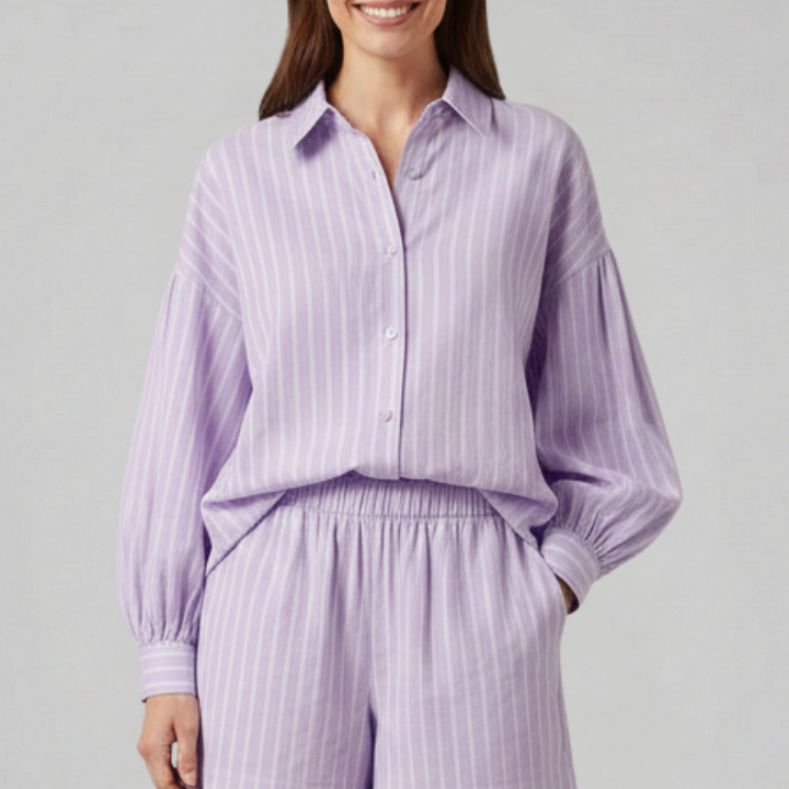 Women’s Two Piece Set with Button Shirt and Shorts