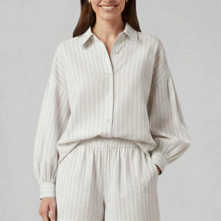 Women’s Two Piece Set with Button Shirt and Shorts